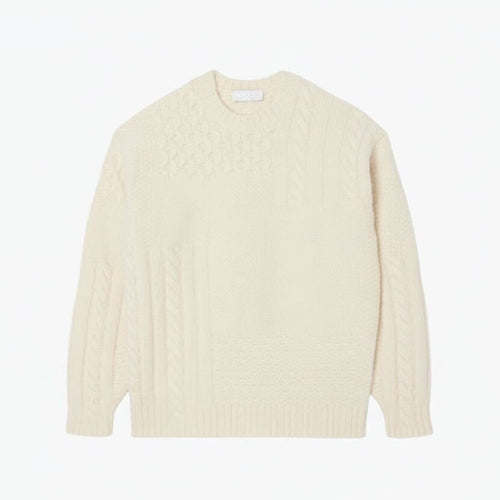 Relaxed Fit Patchwork Effect Wool Sweater
