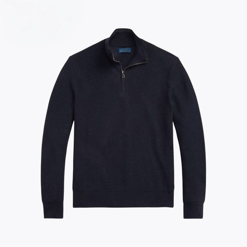 Mesh-Knit Cotton Quarter-Zip Sweater