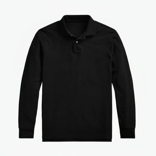 Mesh Long-Sleeve Polo Shirt